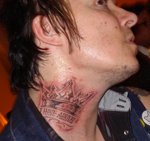 Liam's newly made 'I Have arrived' neck tattoo 2007